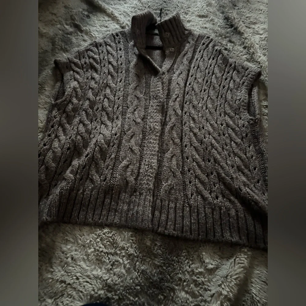 Anthropologie Elsamanda made in Italy Women Gray Cable Knit Sweater